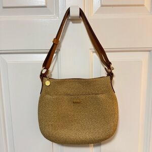 Eric Javits Woven Leather Straps Summer Shoulder  Bag